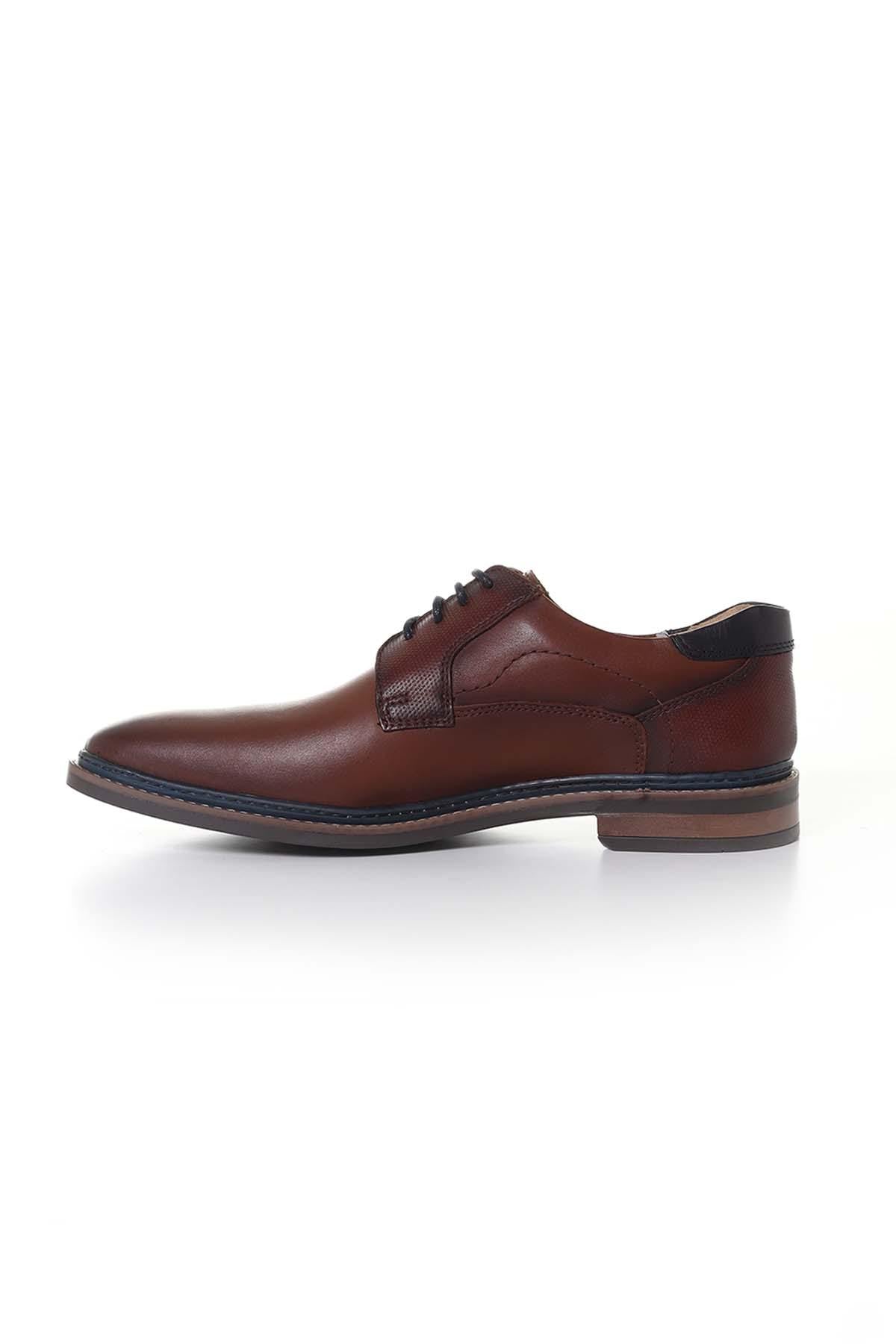 Men's navy cognac leather shoes - Image n°4