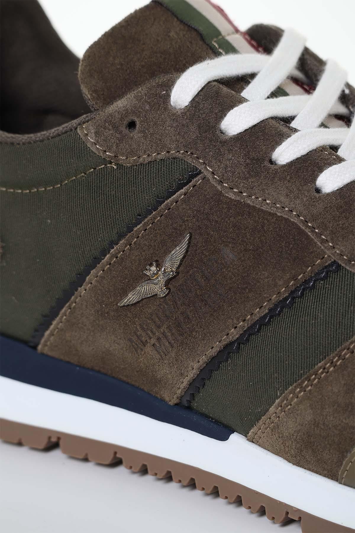 Men's dark green leather sneakers - Image n°6