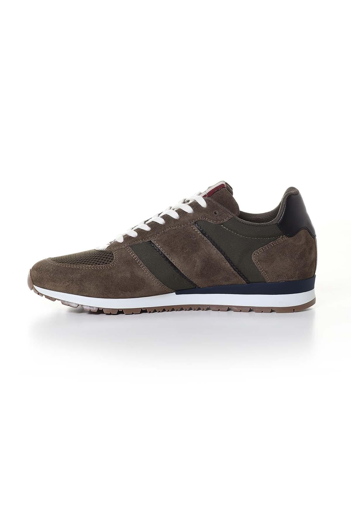 Men's dark green leather sneakers - Image n°4