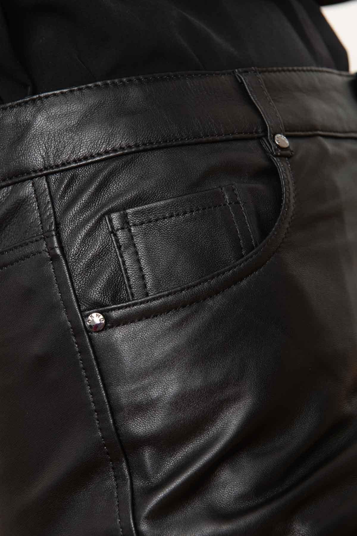 Women's black leather pants - Image n°3