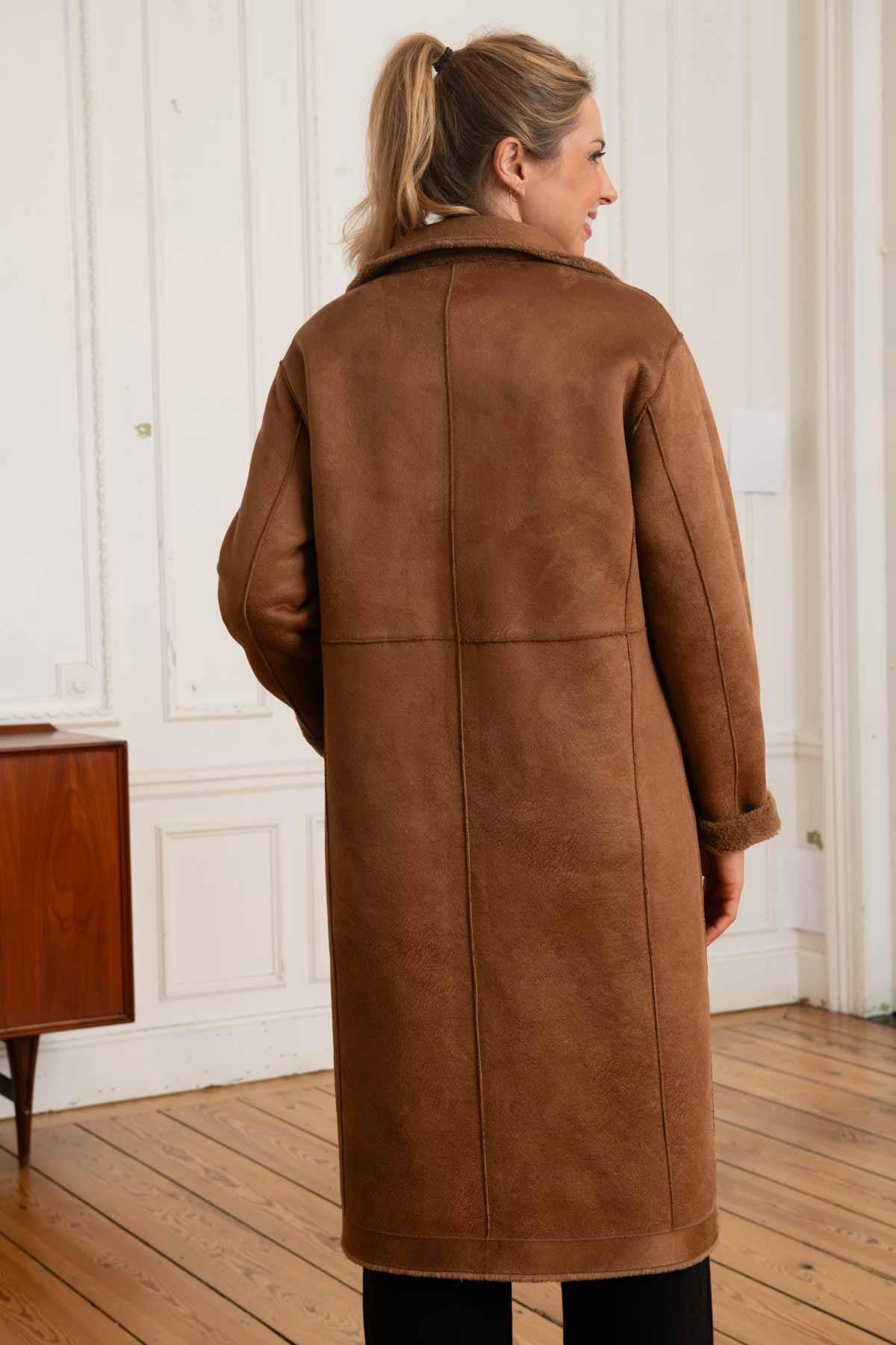 Long reversible wool jacket for women - Image n°8