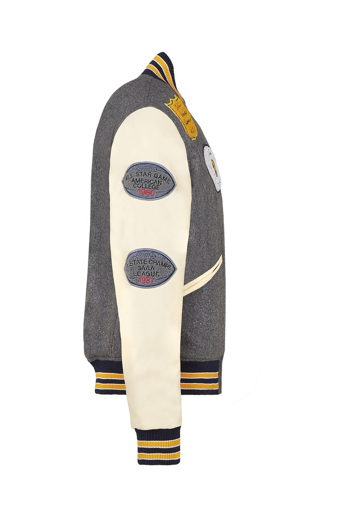 Varsity teddy in heather gray leather - Image n°9