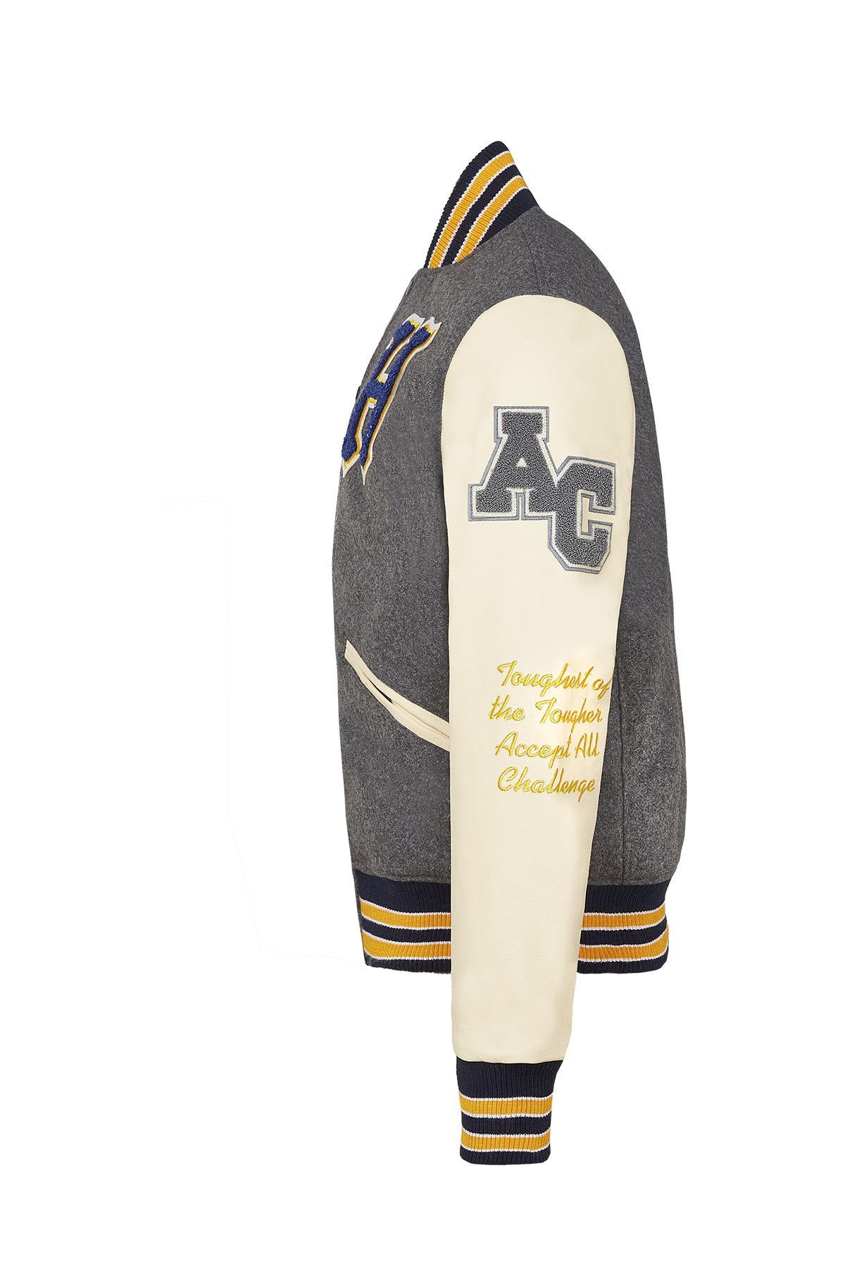 Varsity teddy in heather gray leather - Image n°10