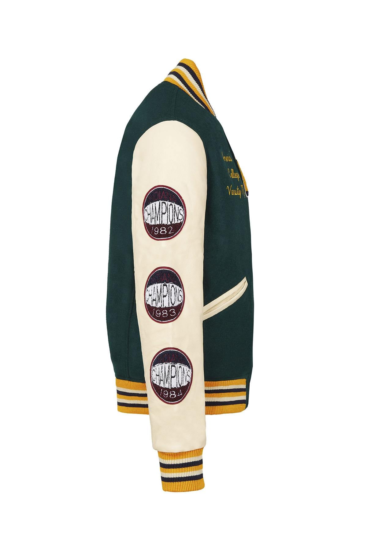 Green and beige American varsity jacket - Image n°10