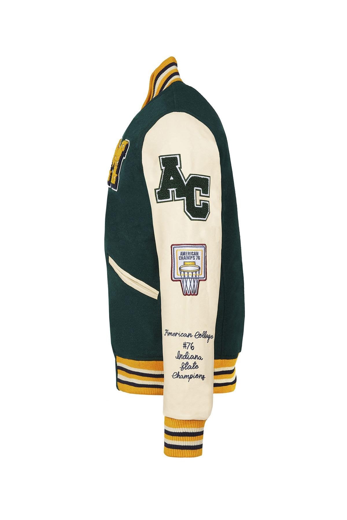 Green and beige American varsity jacket - Image n°9