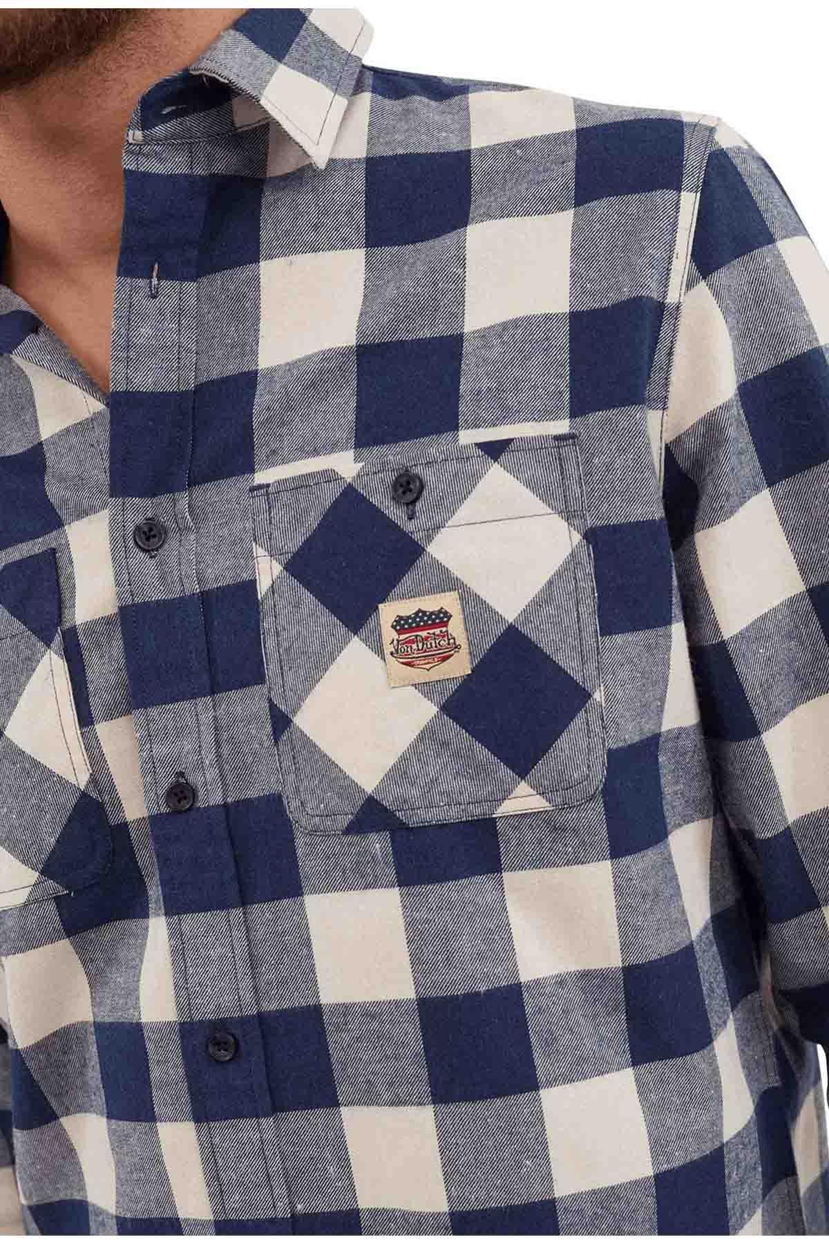 Blue and white checked shirt for men - Image n°2