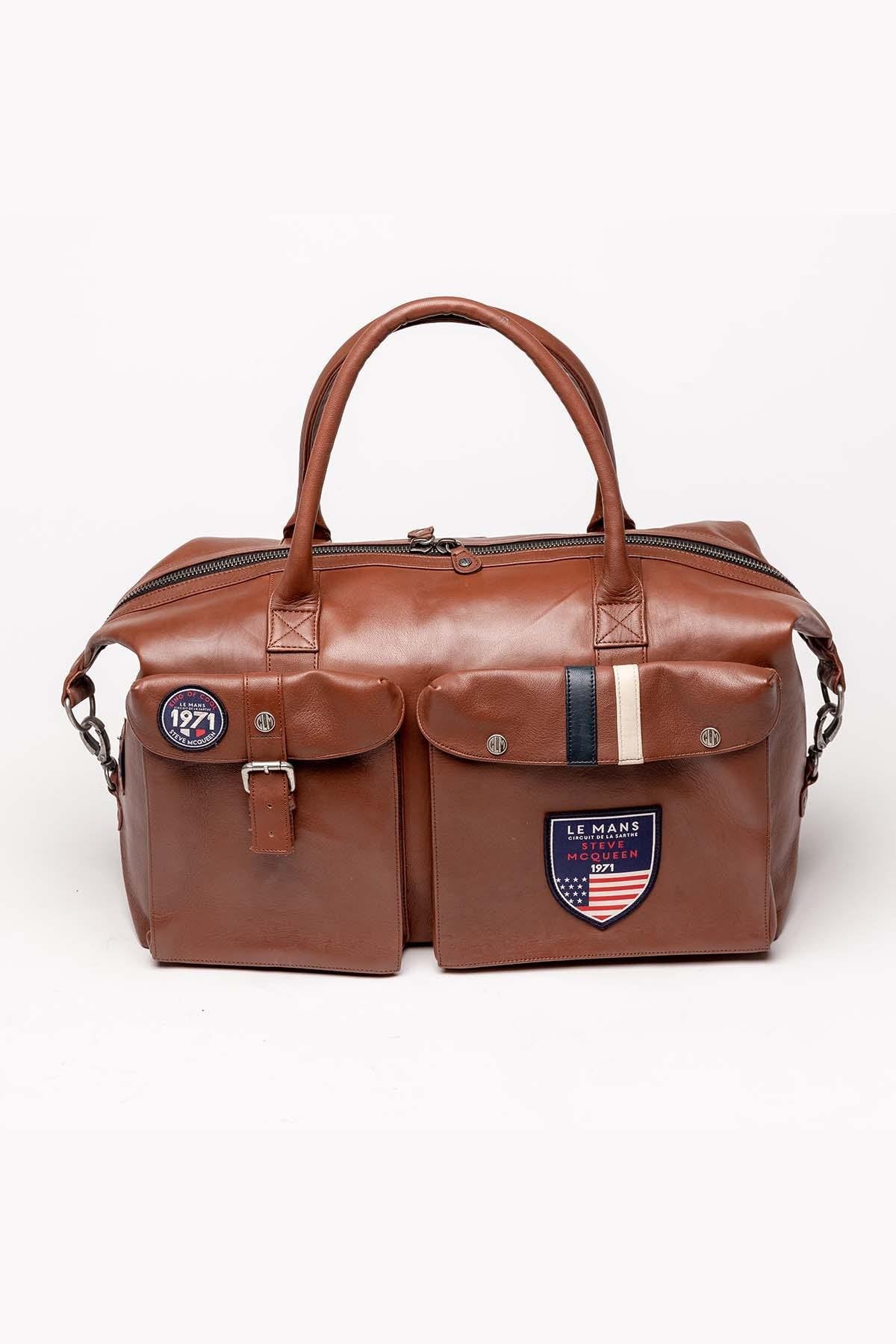 Cognac leather bag 48h format - Image n°1