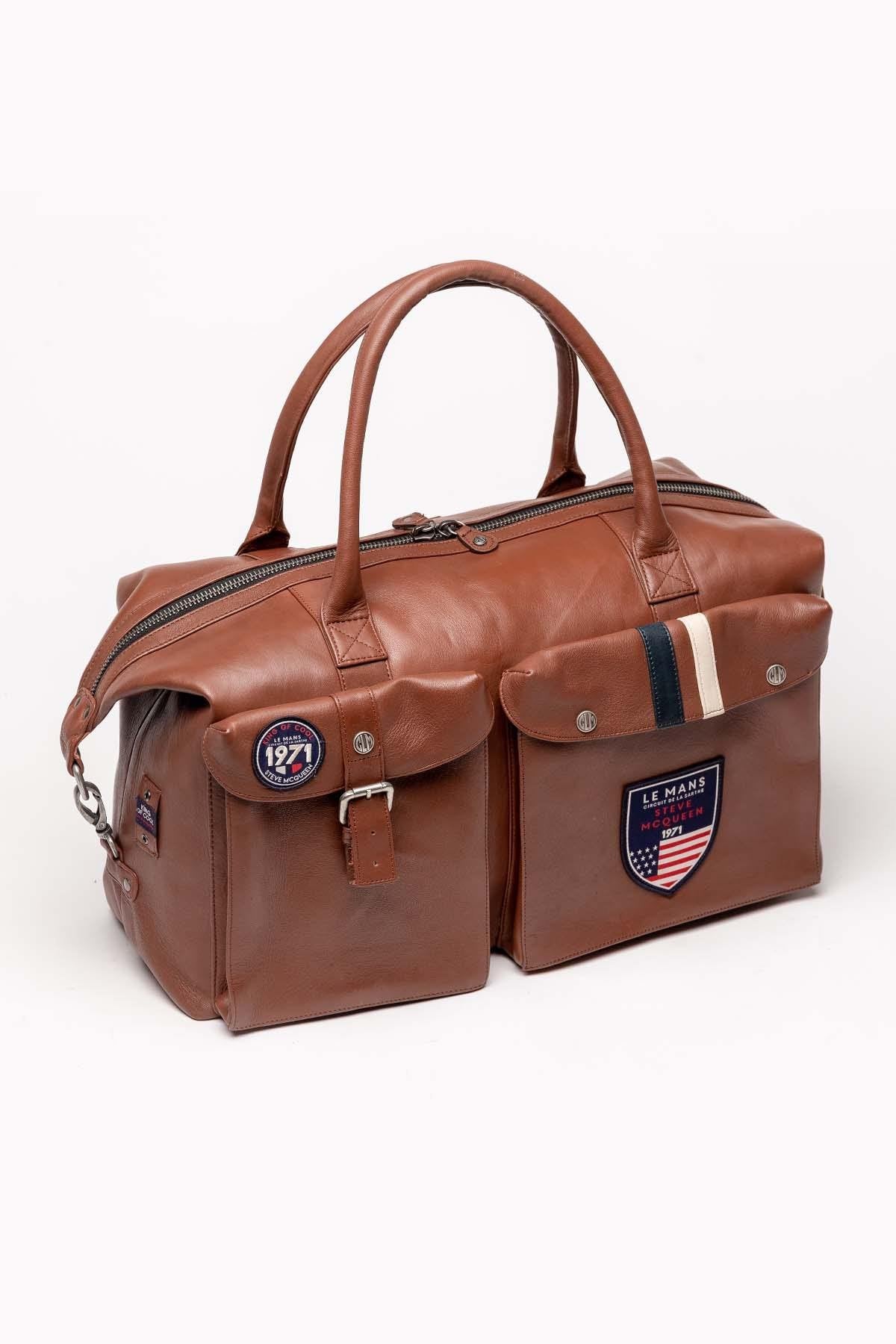 Cognac leather bag 48h format - Image n°4