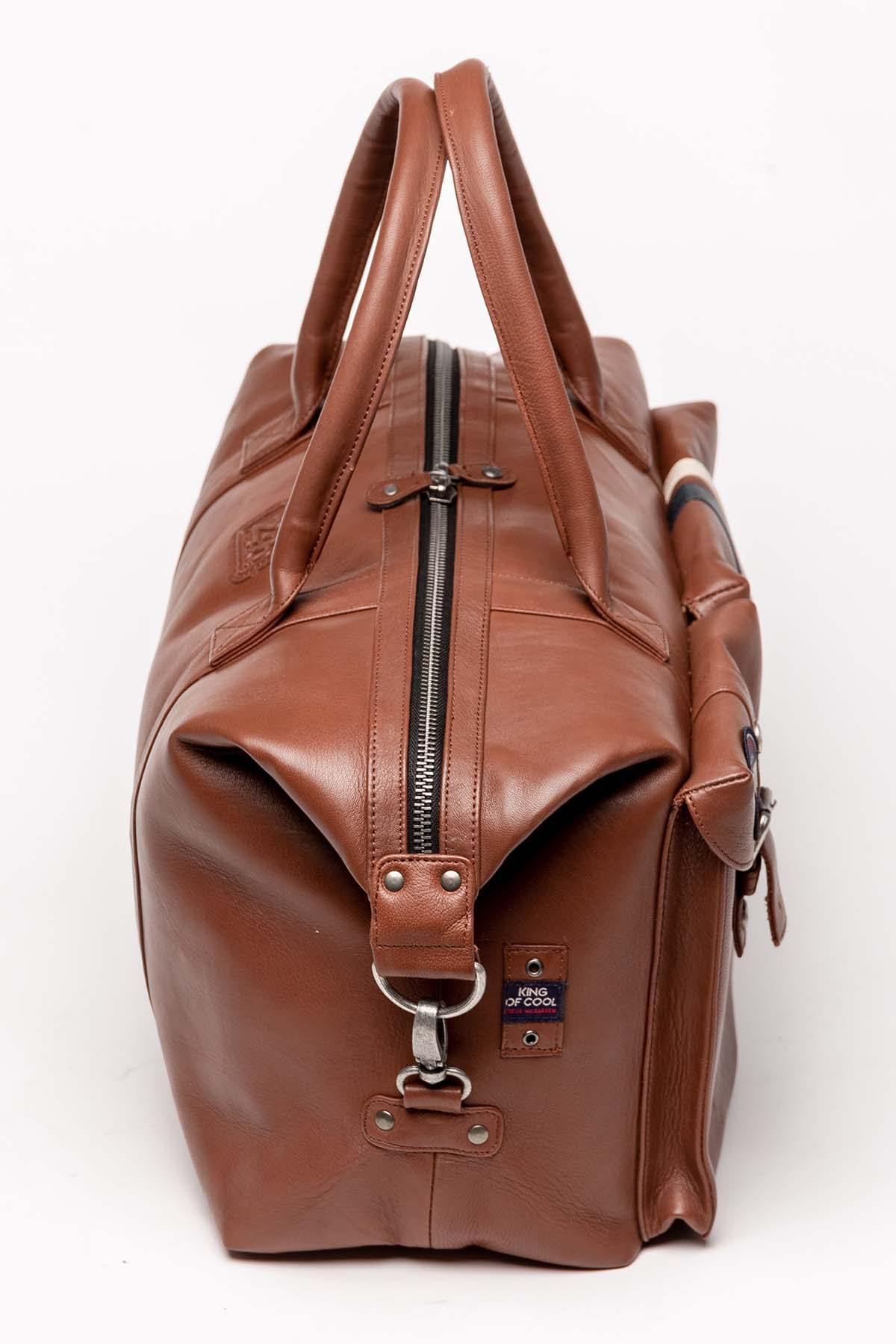 Cognac leather bag 48h format - Image n°3