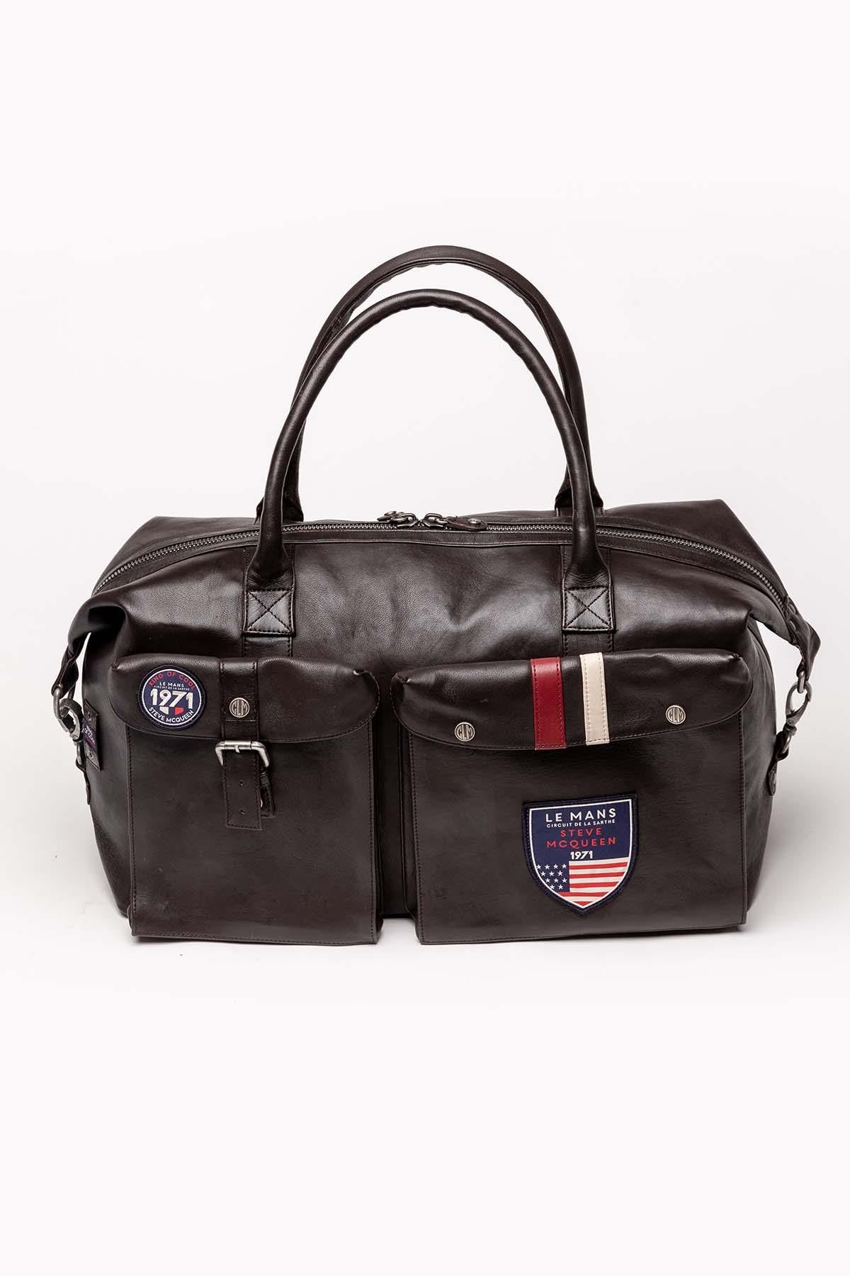 Dark brown leather bag in 48h format - Image n°2