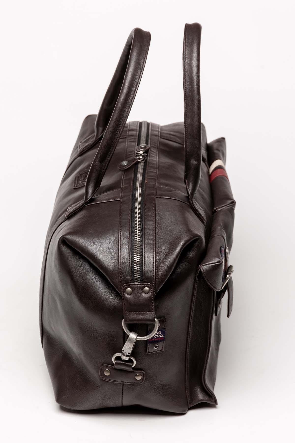 Dark brown leather bag in 48h format - Image n°4