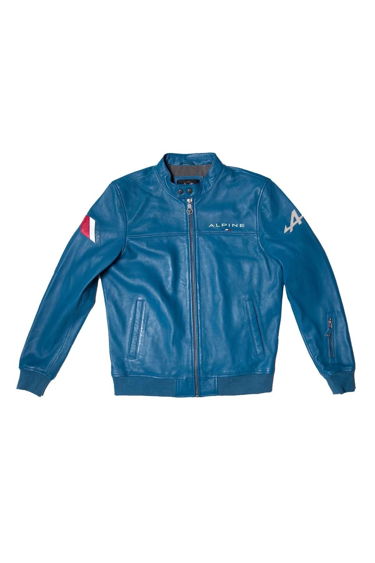 Alpine Jean Leather Jacket in ocean blue for Men - Image n°5