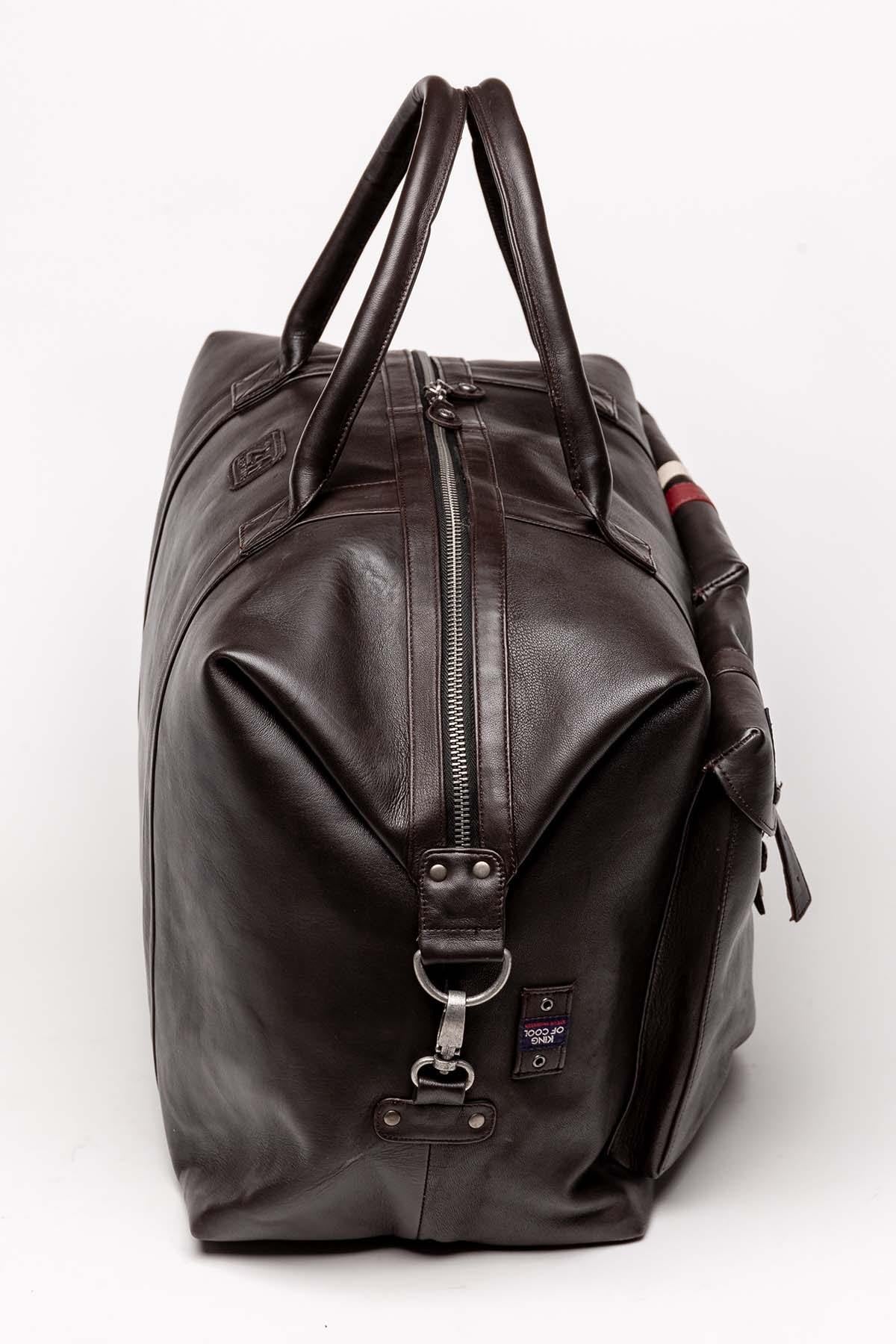 Dark brown leather travel bag for men - Image n°3