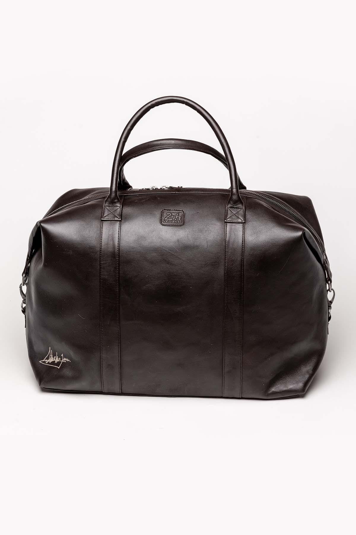 Dark brown leather travel bag for men - Image n°4