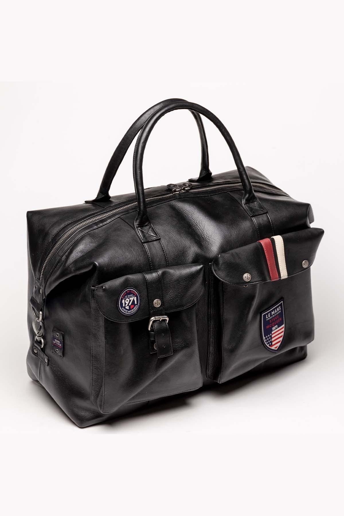 Black leather travel bag for men - Image n°5