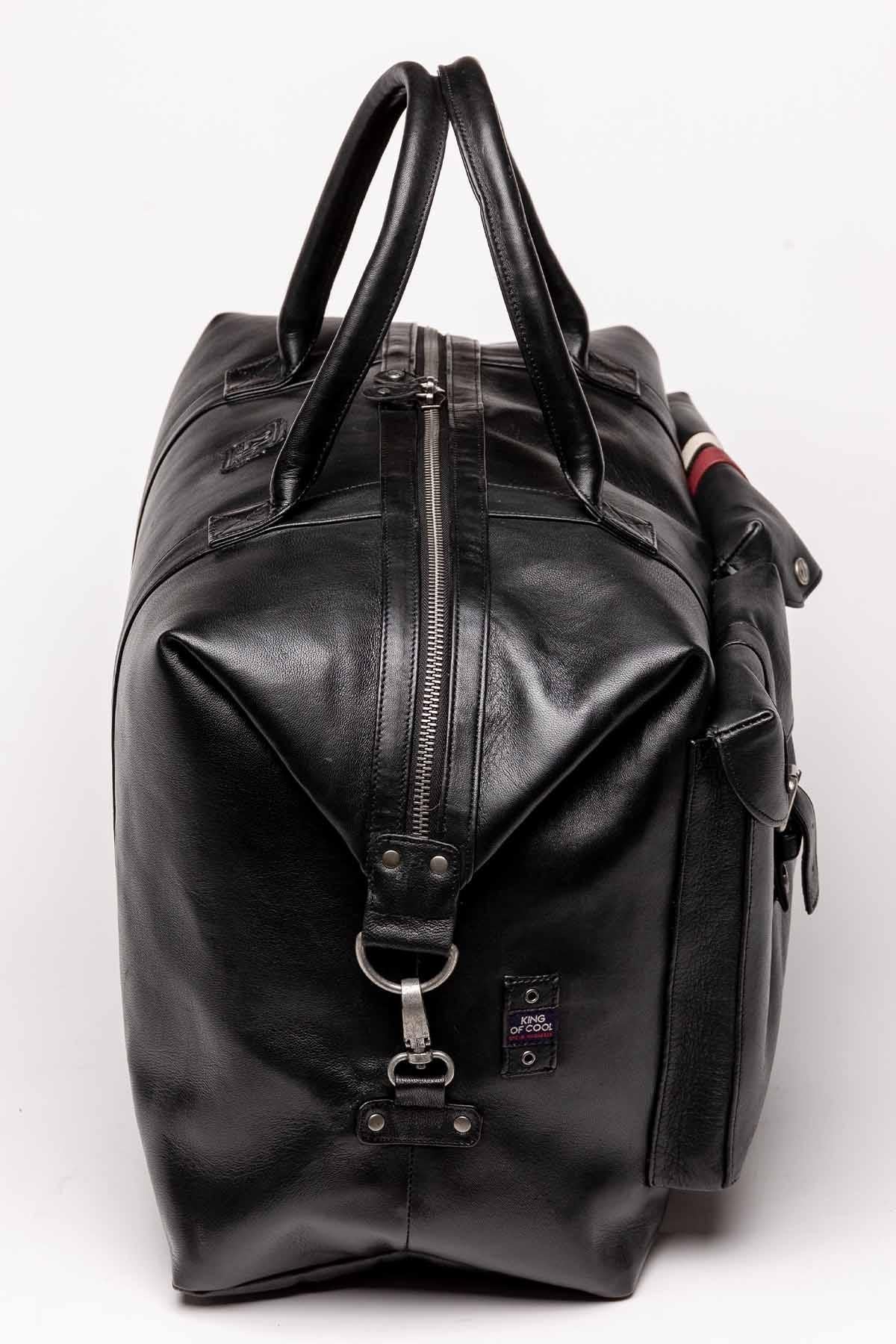 Black leather travel bag for men - Image n°3