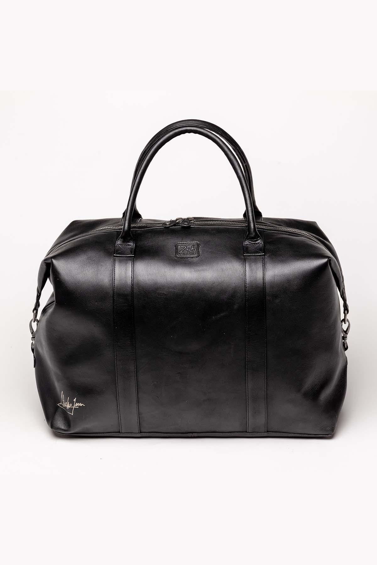 Black leather travel bag for men - Image n°2