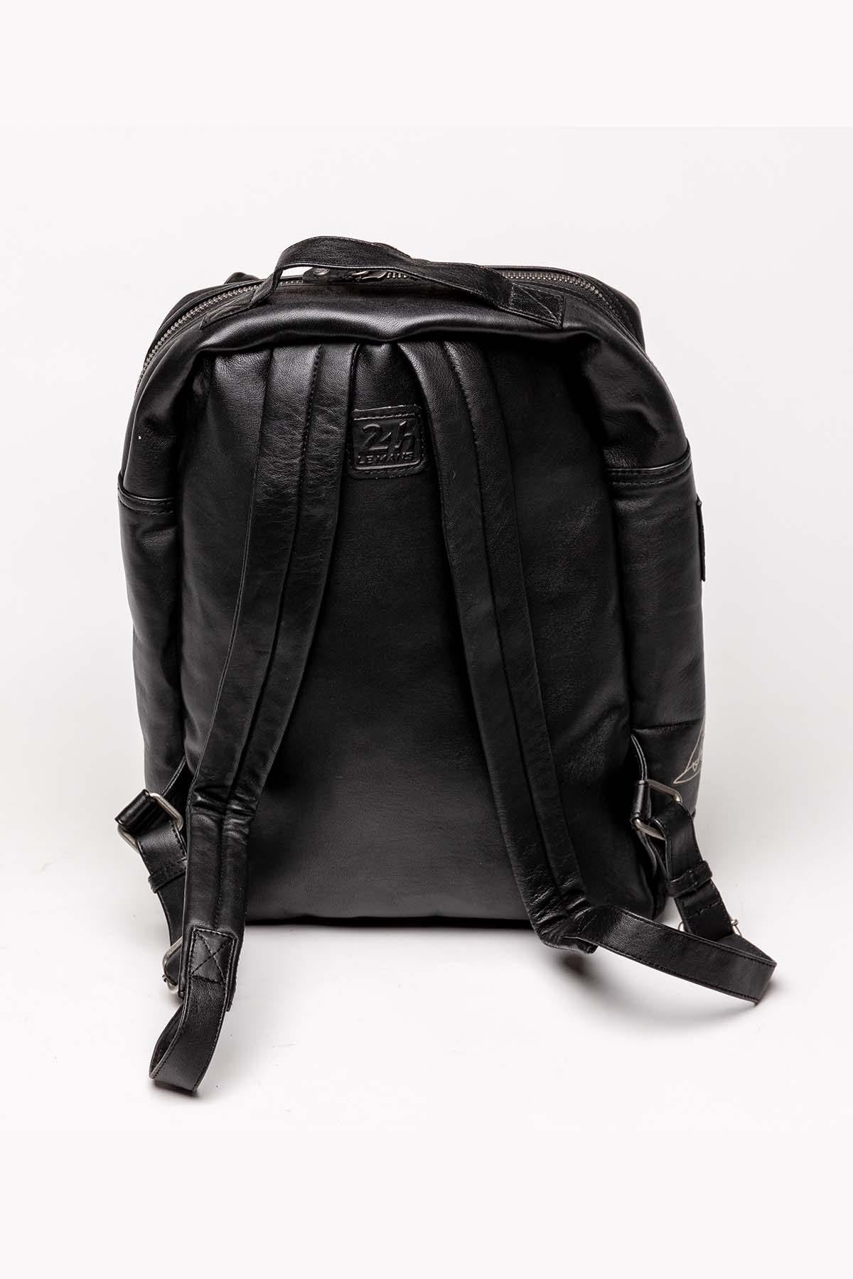 Black leather backpack for men - Image n°3