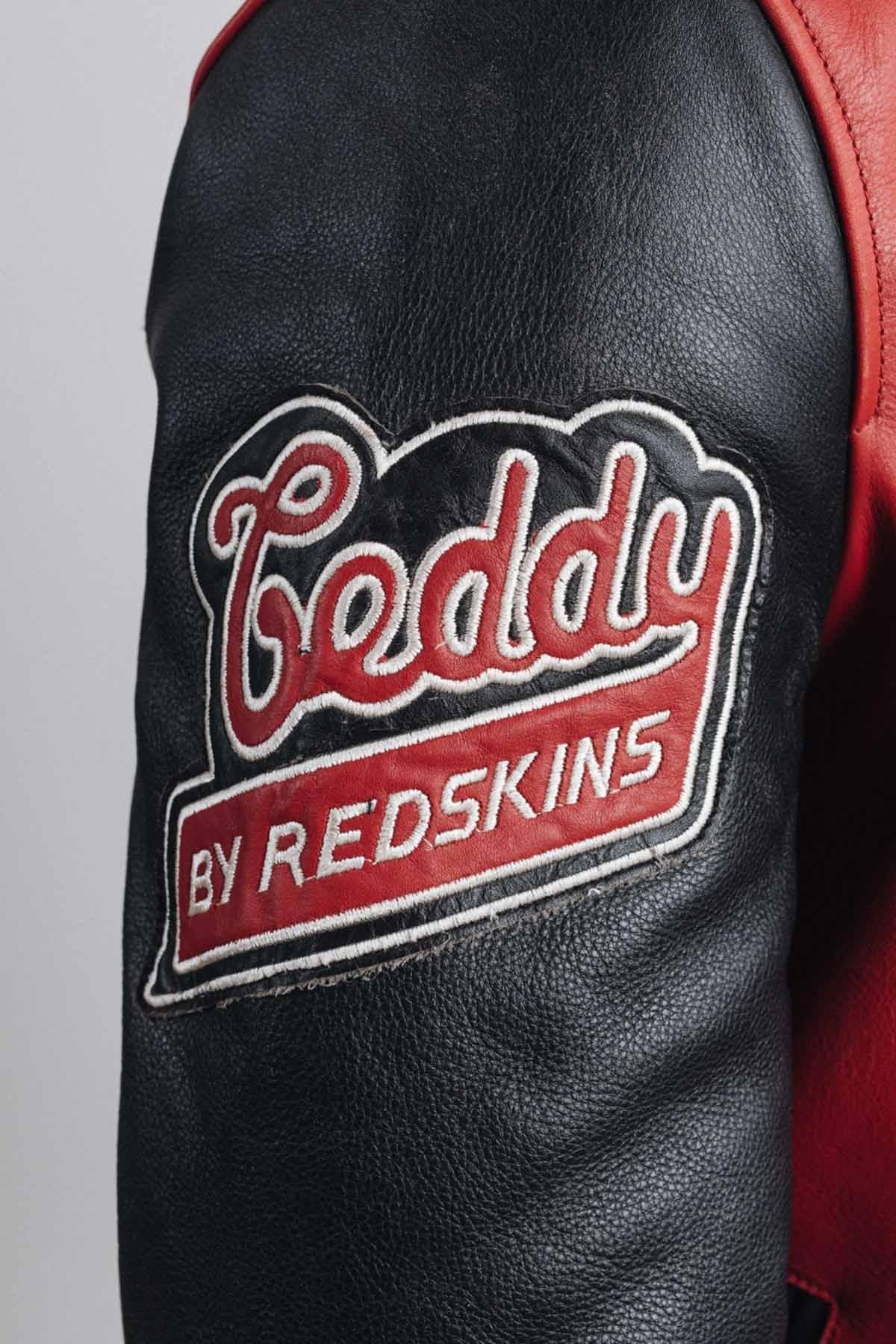 Red and black leather varsity teddy for men - Image n°6