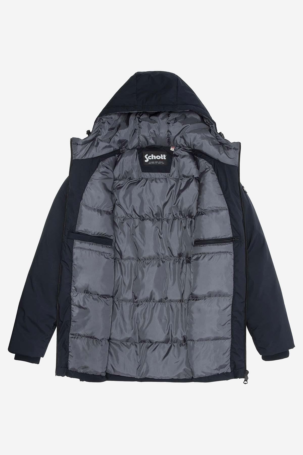 Textile parka with navy blue hood for men - Image n°12