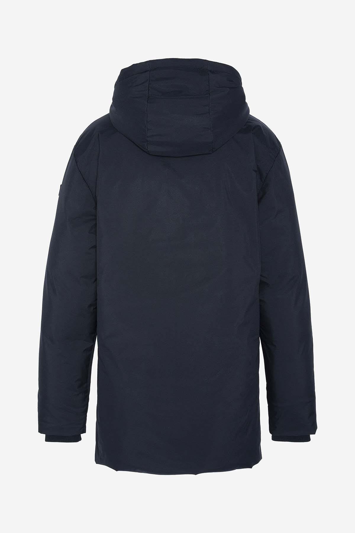 Textile parka with navy blue hood for men - Image n°10