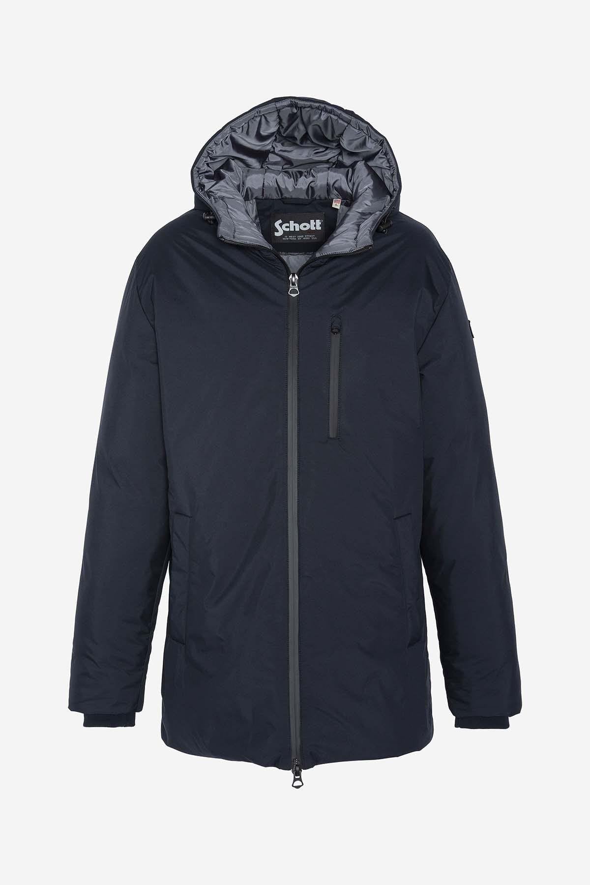 Textile parka with navy blue hood for men - Image n°9