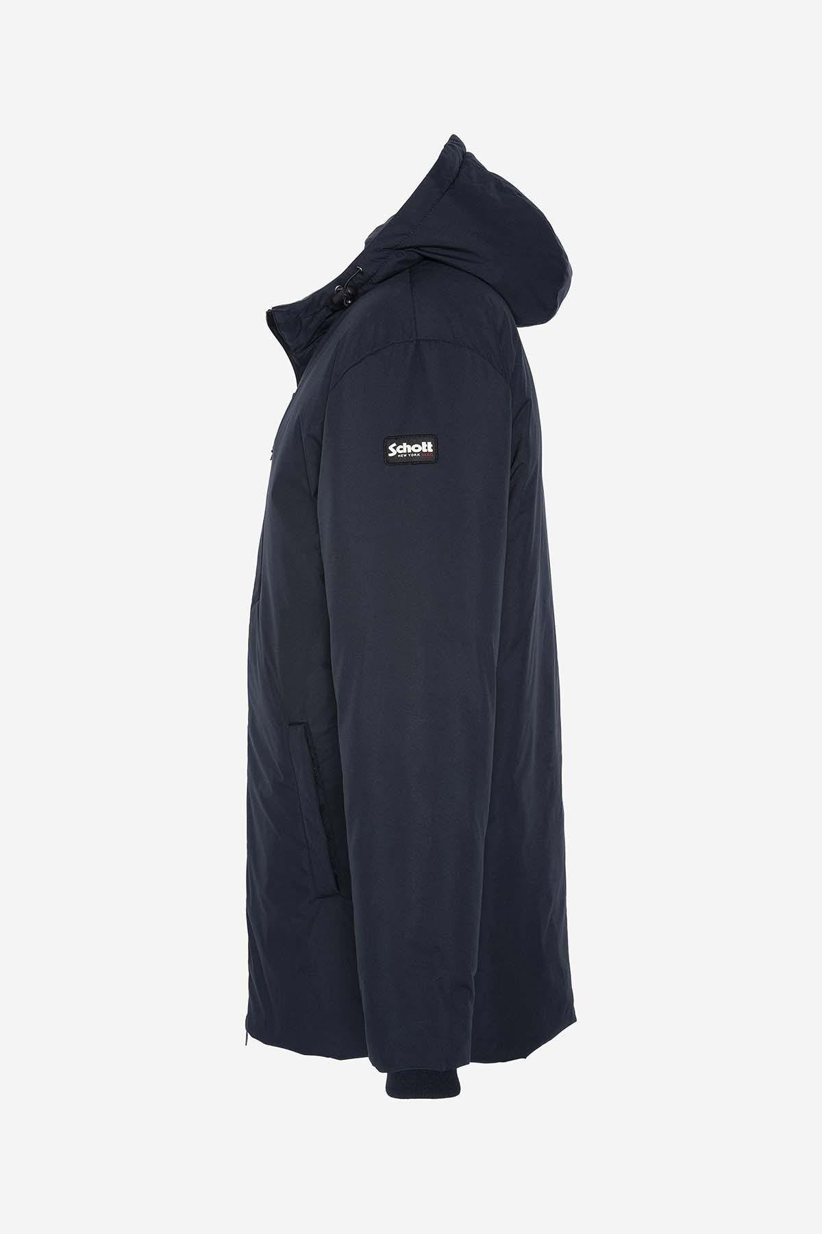 Textile parka with navy blue hood for men - Image n°11