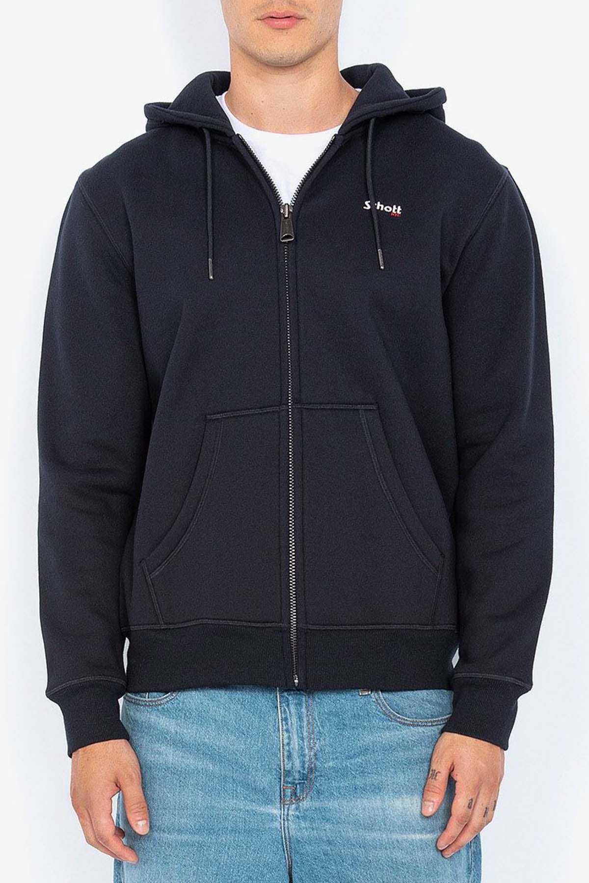 Navy blue hoodie for men - Image n°3