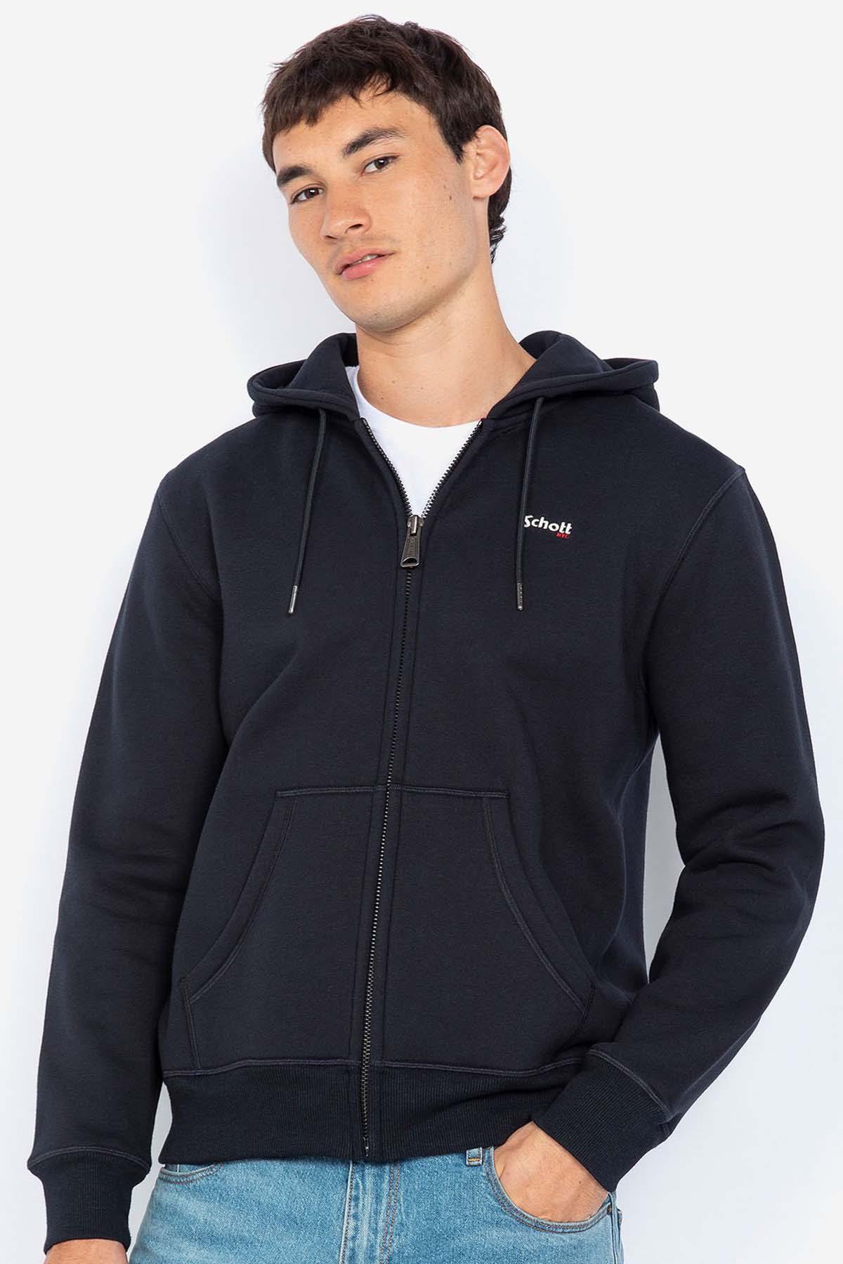 Navy blue hoodie for men - Image n°1