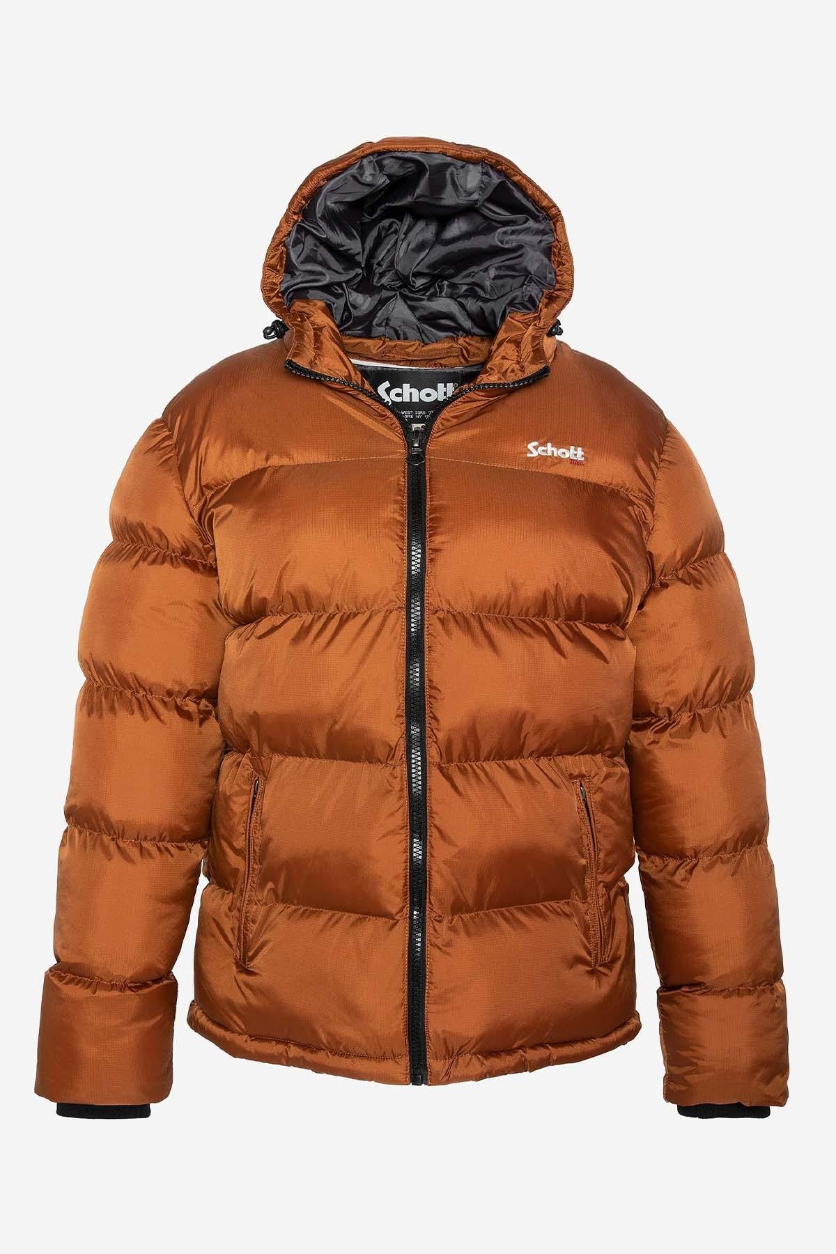 Men's rust-colored nylon down jacket - Image n°5