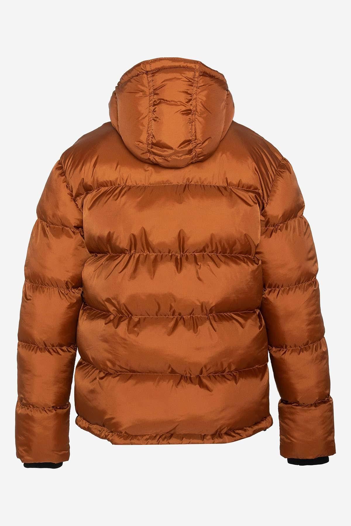 Men's rust-colored nylon down jacket - Image n°6