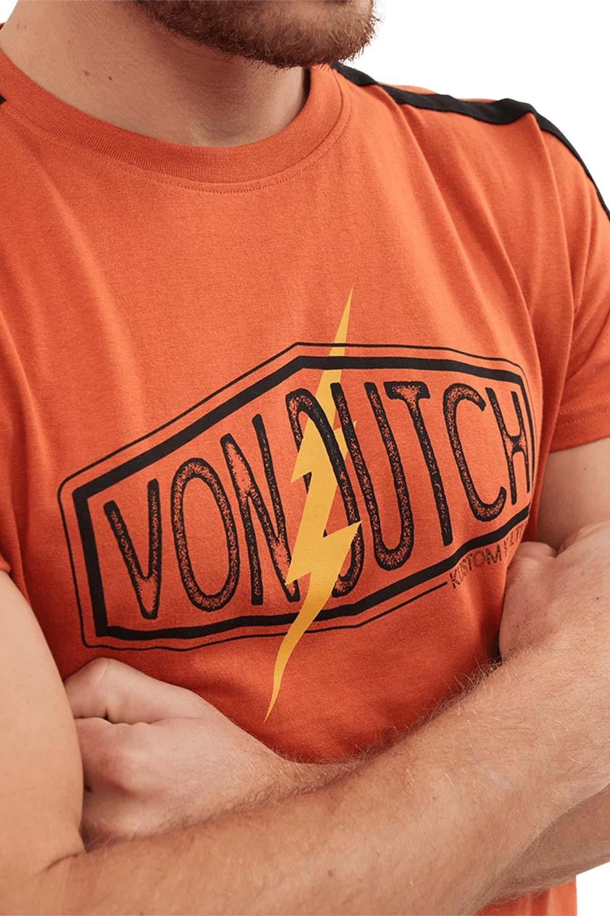 Men's orange T-shirt with vintage logo - Image n°2