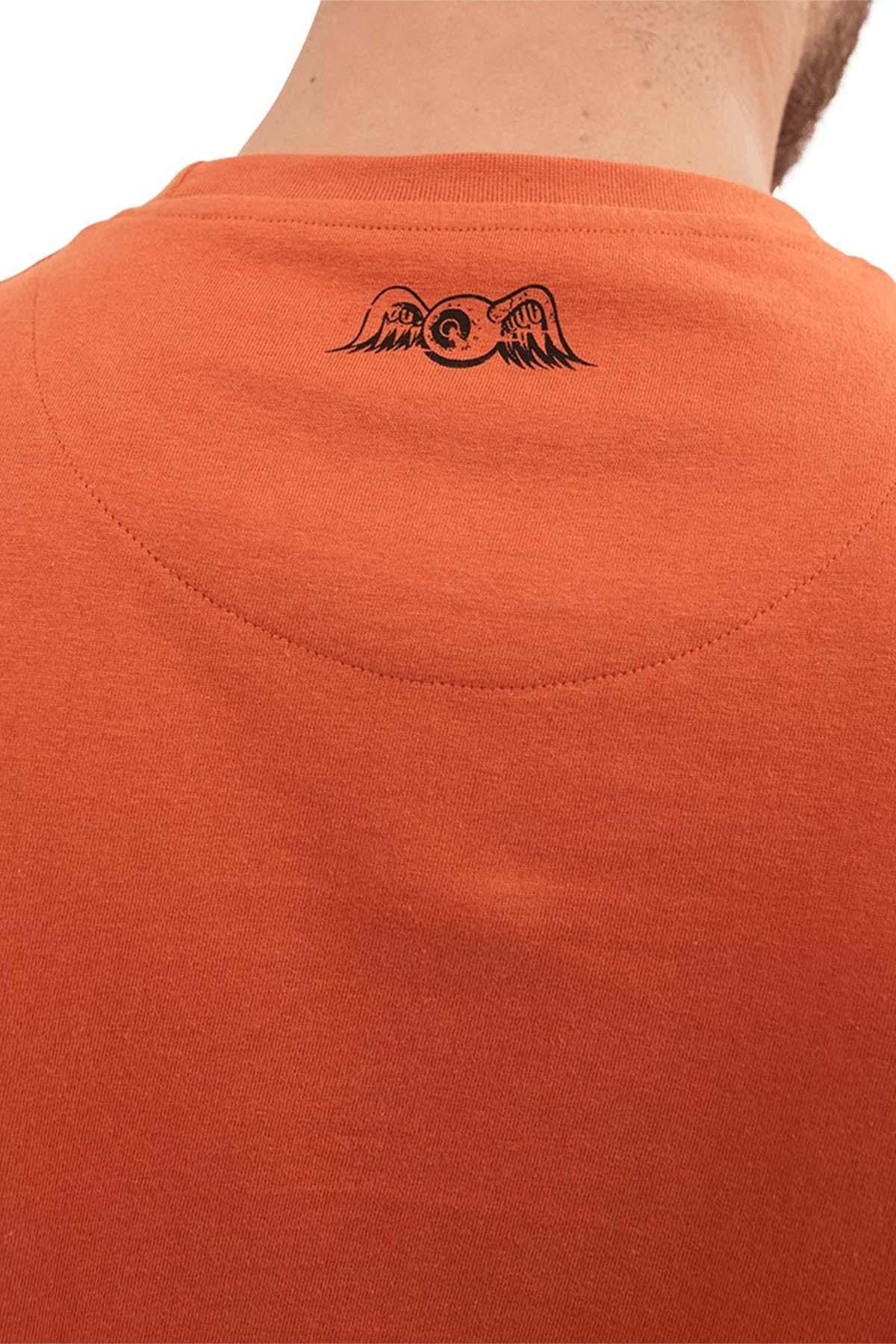 Men's orange T-shirt with vintage logo - Image n°3