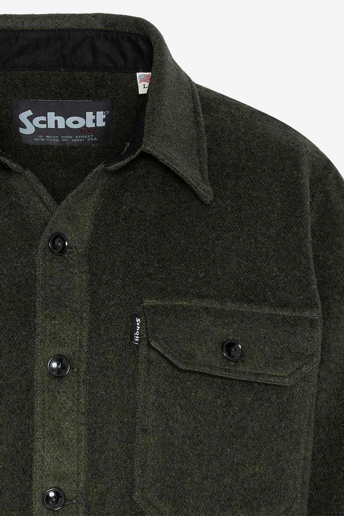 Men's dark khaki textile overshirt - Image n°3