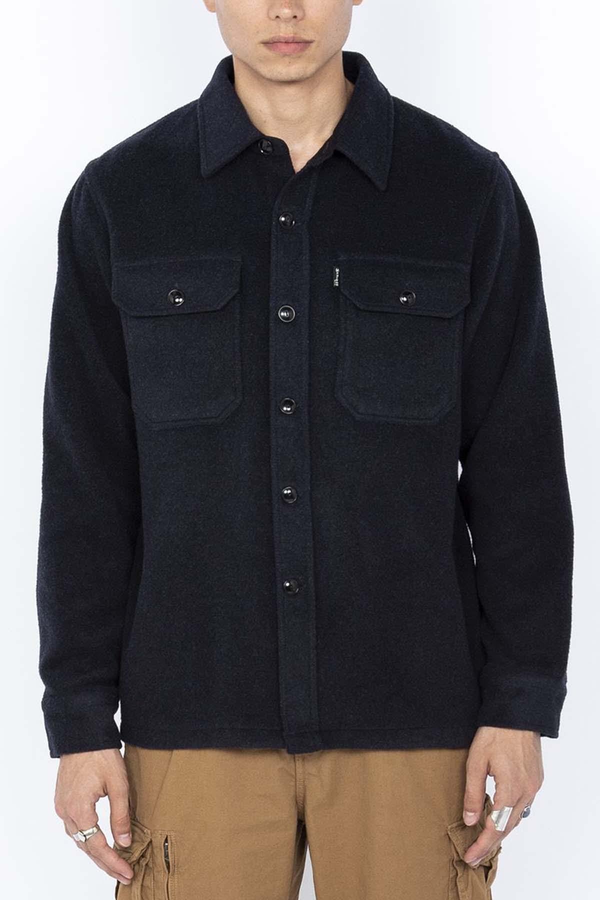 Navy blue textile overshirt for men - Image n°2