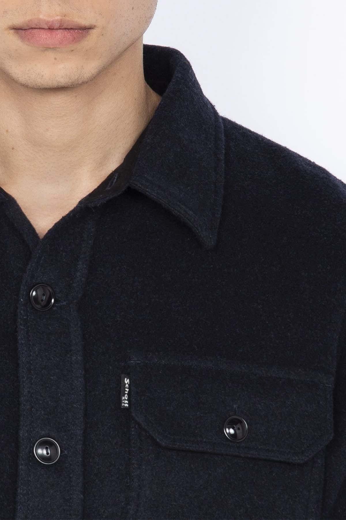 Navy blue textile overshirt for men - Image n°3