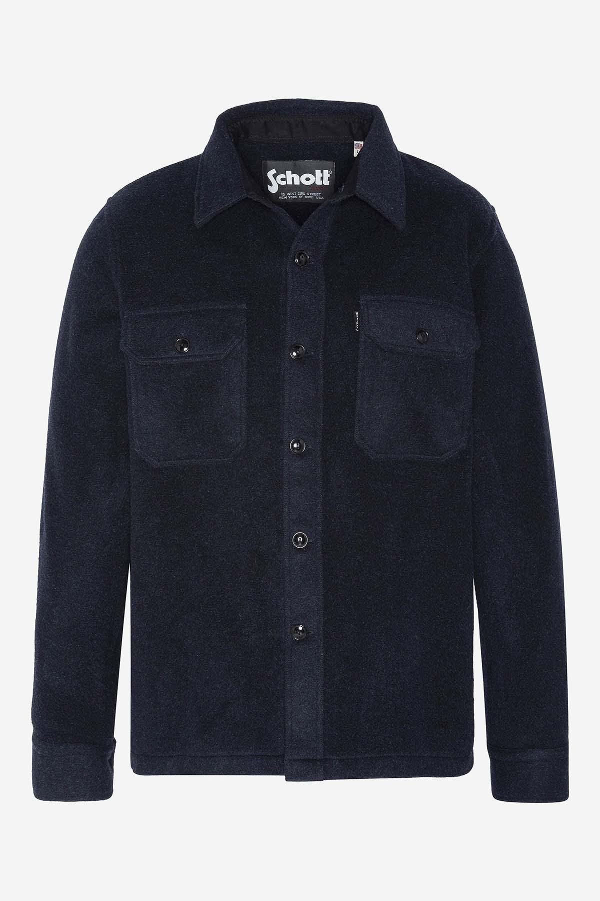 Navy blue textile overshirt for men - Image n°4