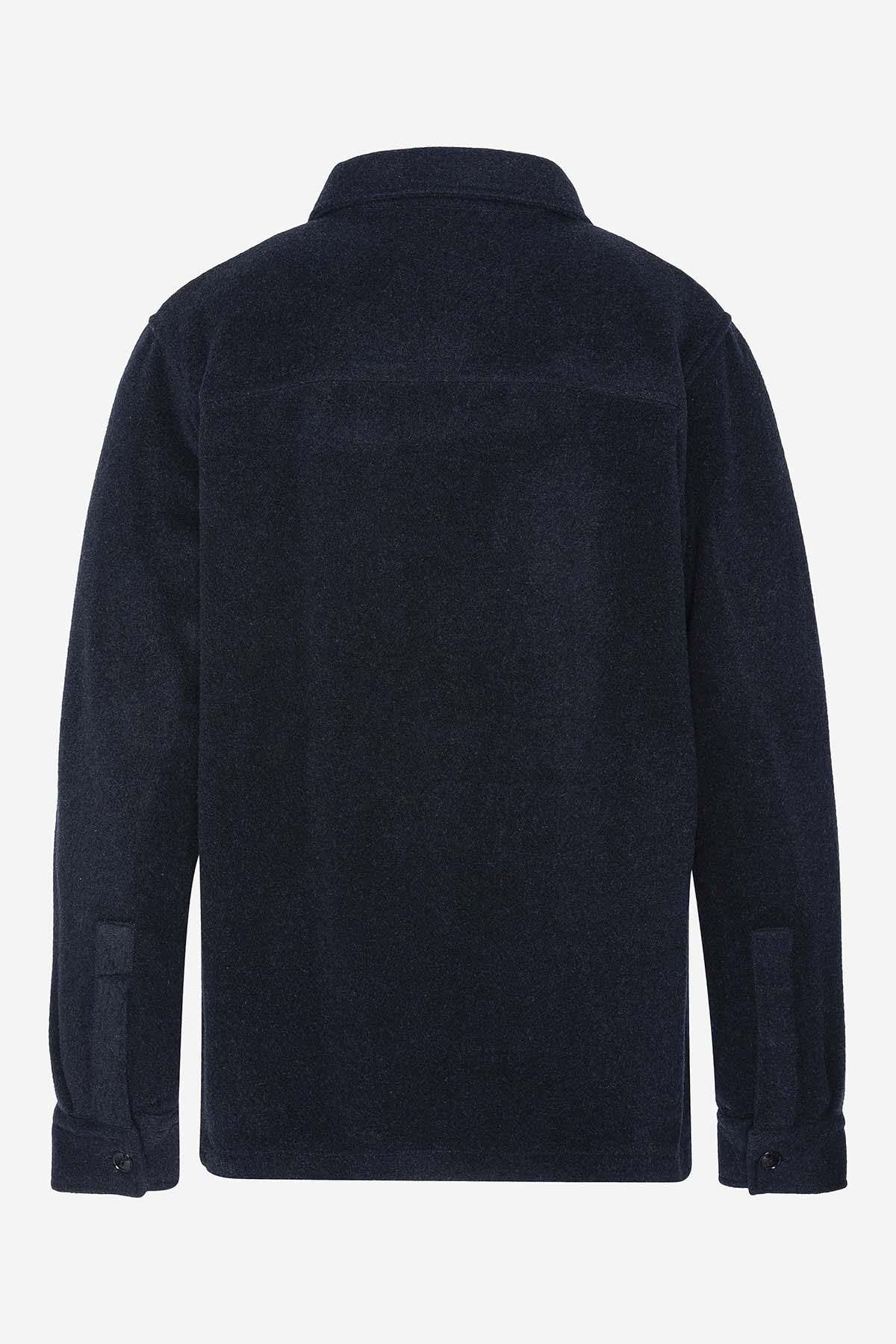 Navy blue textile overshirt for men - Image n°5