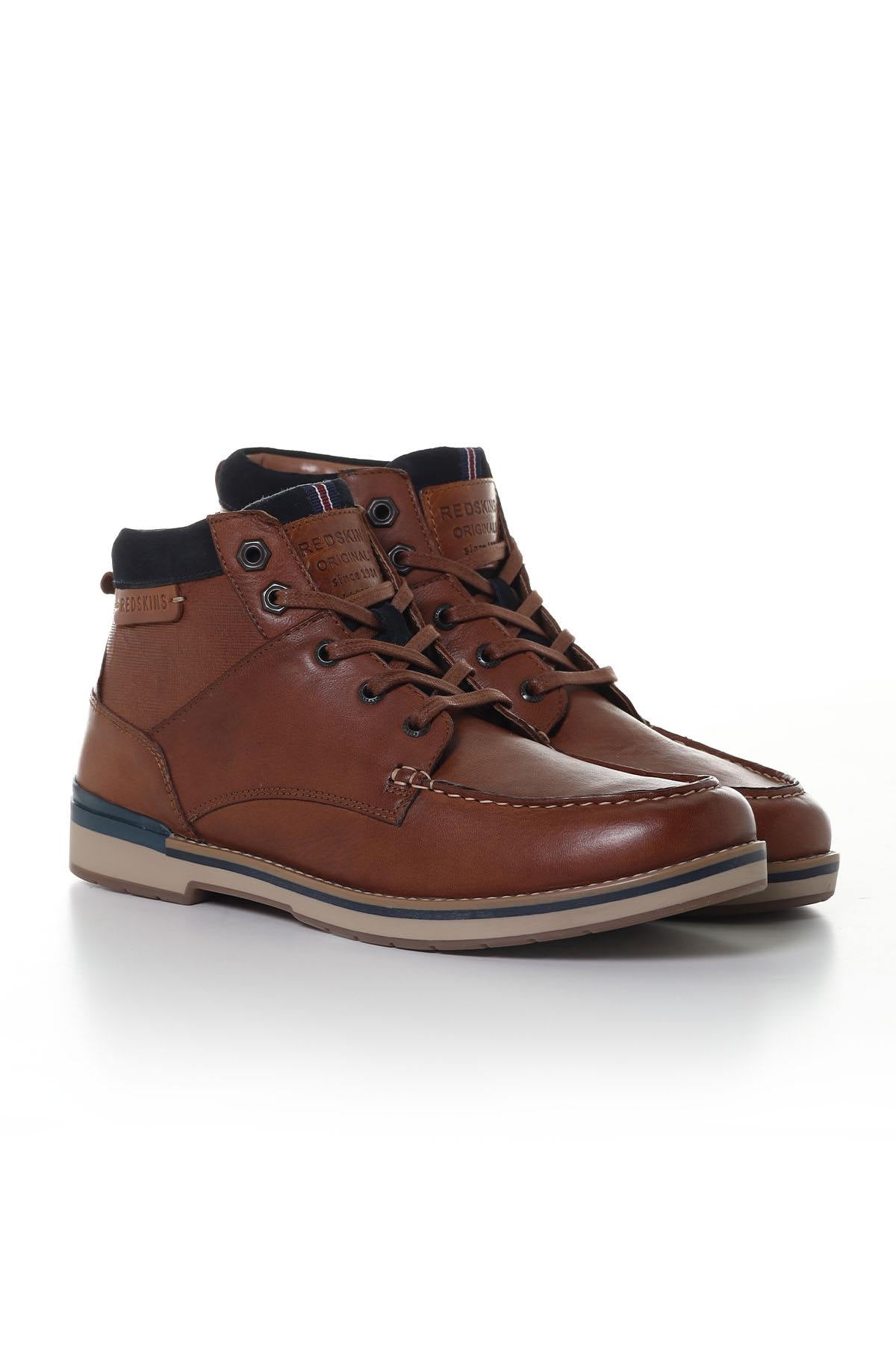 Coganc and navy leather boots for men - Image n°1