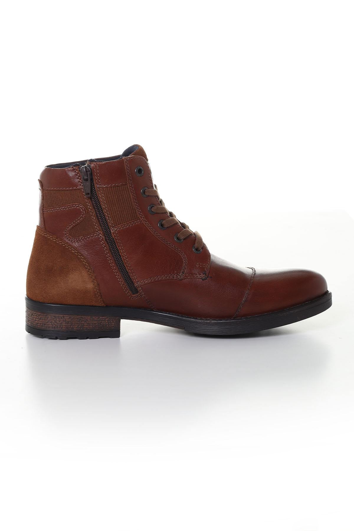 Cognac leather boots for men - Image n°4