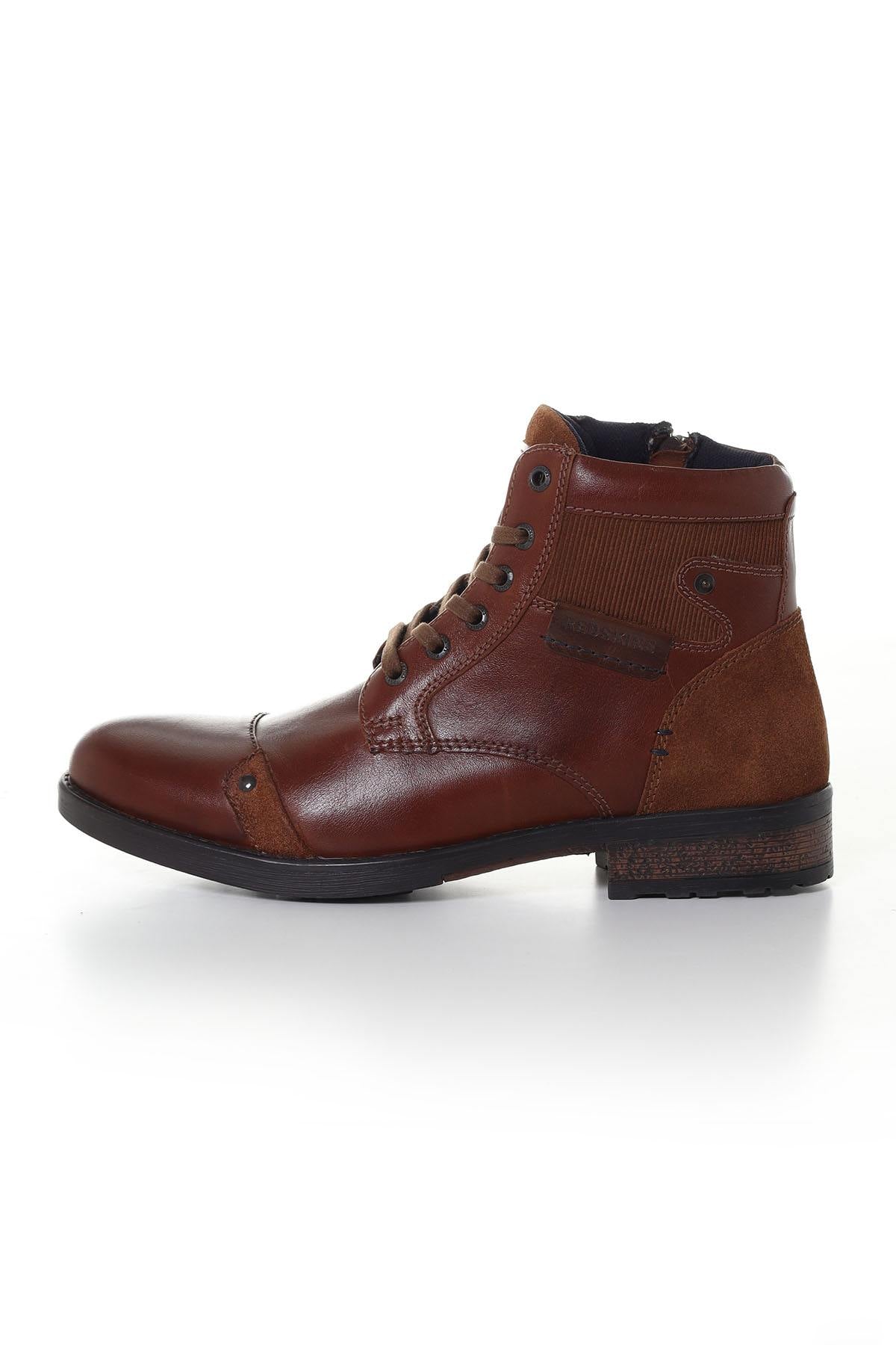 Cognac leather boots for men - Image n°2