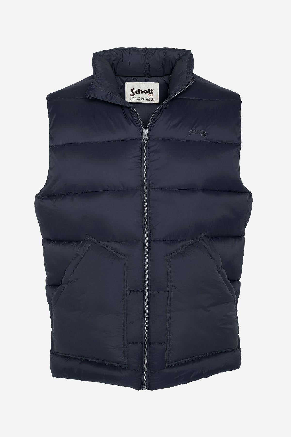 Sleeveless down jacket in navy blue recycled nylon - Image n°7