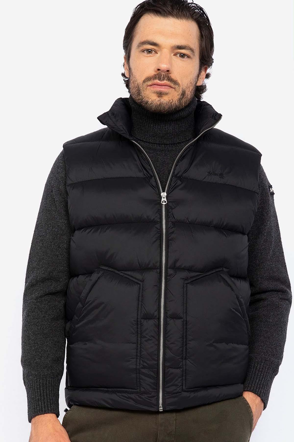 Sleeveless down jacket in black recycled nylon - Image n°1