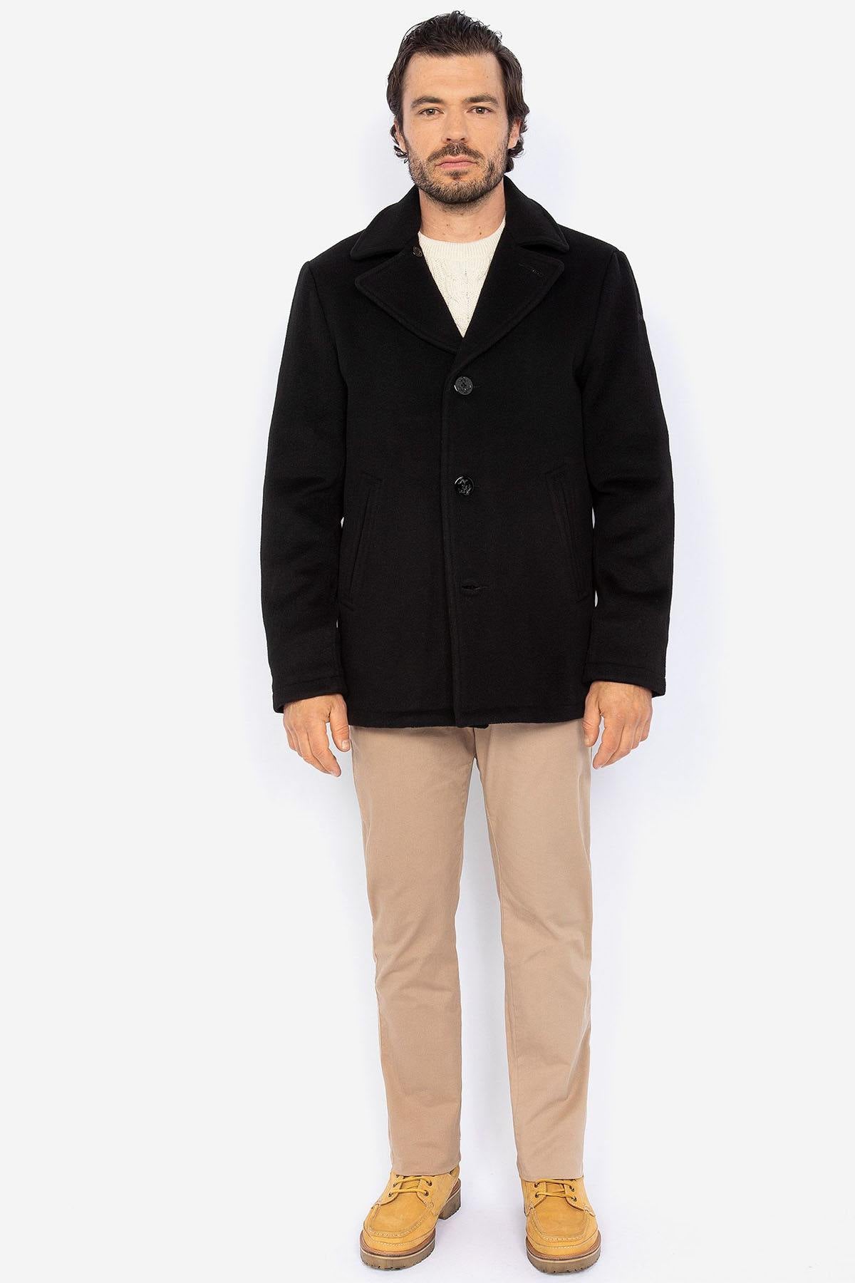 Black wool coat for men - Image n°4