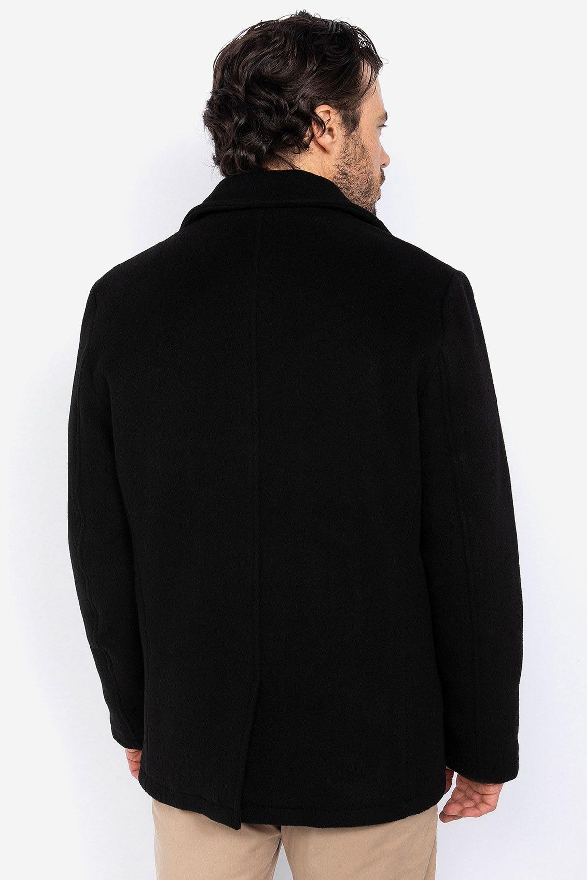 Black wool coat for men - Image n°2