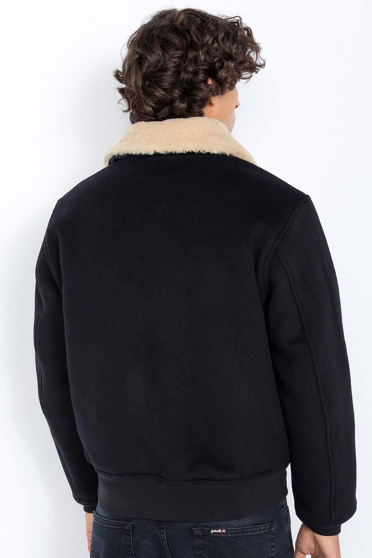 Navy wool bomber jacket - Image n°2