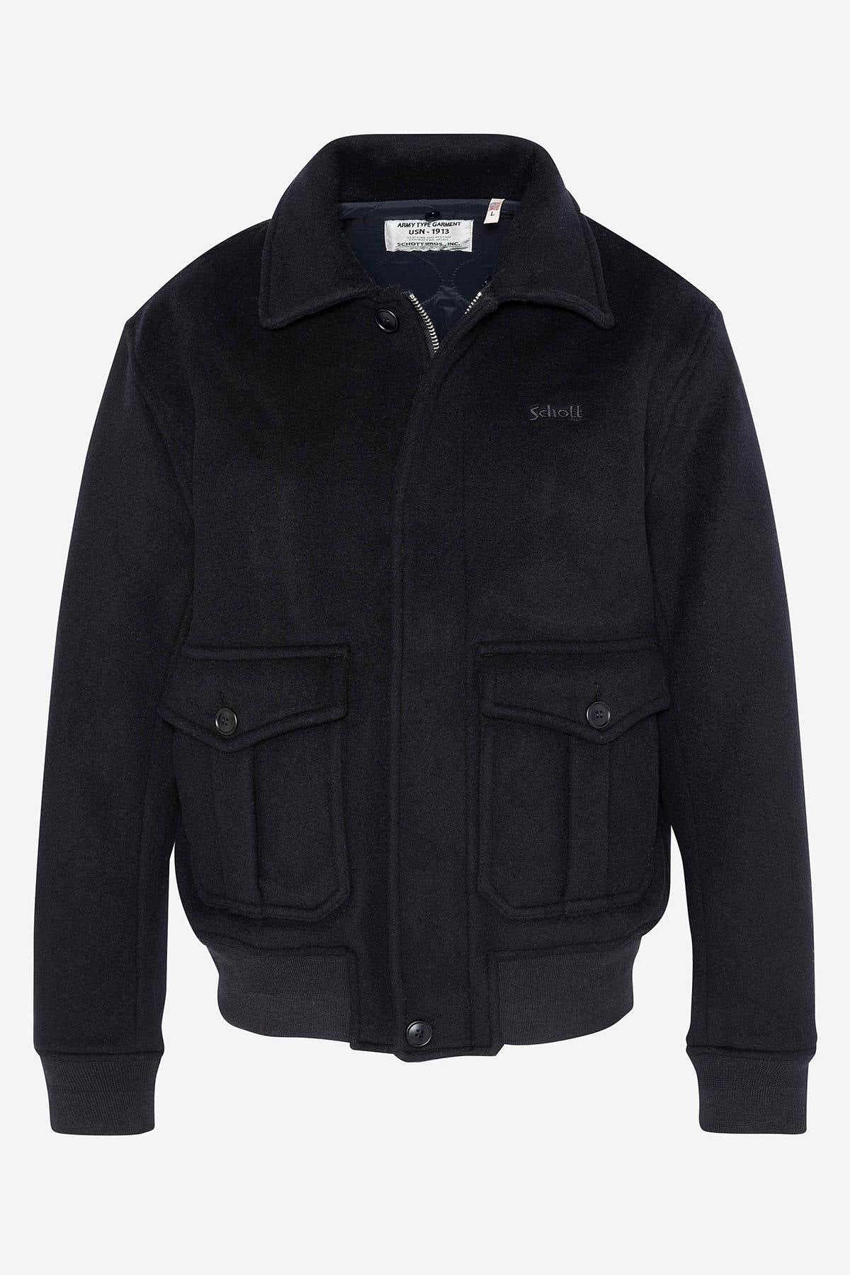 Navy wool bomber jacket - Image n°5