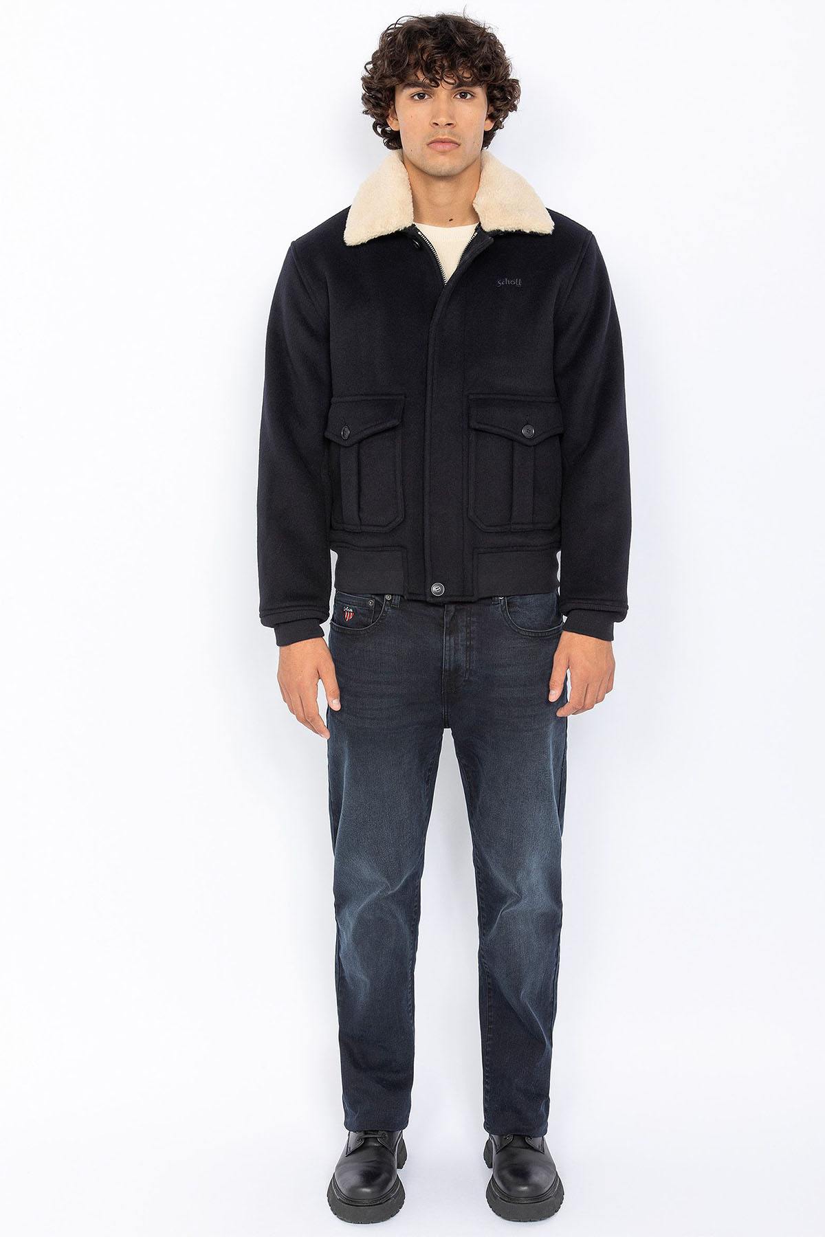 Navy wool bomber jacket - Image n°4