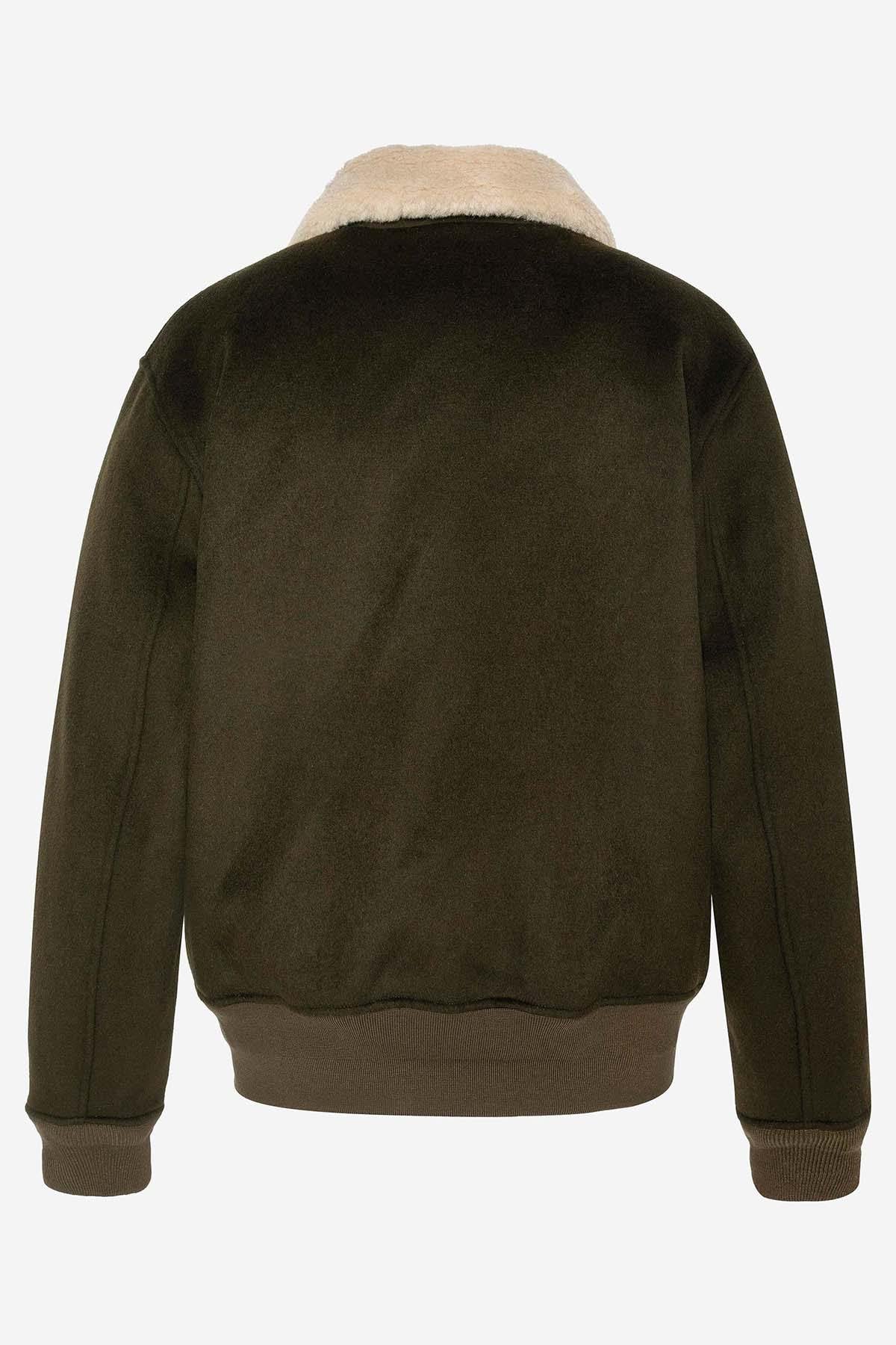 Khaki wool bomber jacket - Image n°6