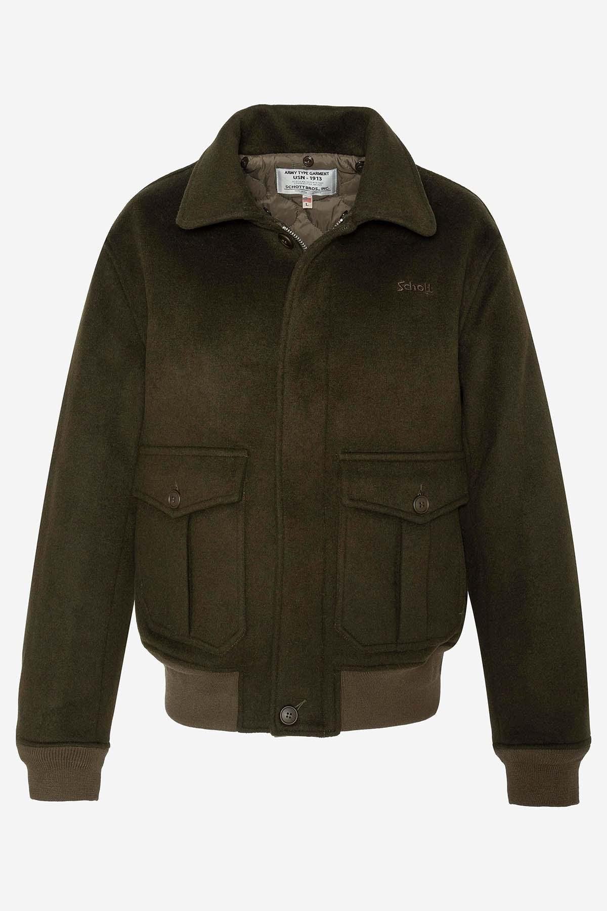 Khaki wool bomber jacket - Image n°5